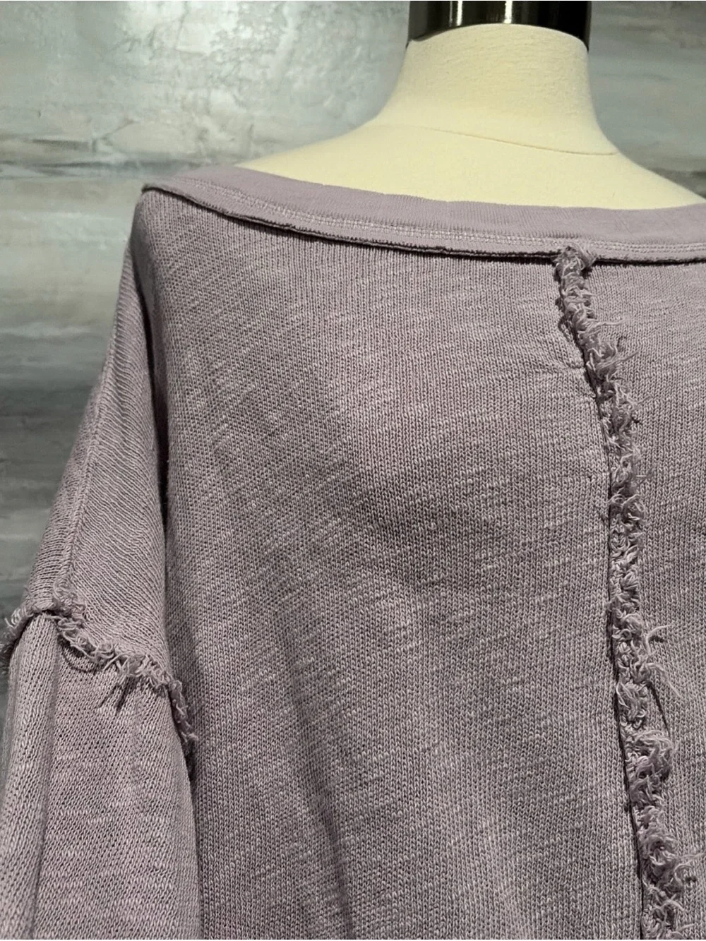 WE THE FREE PEOPLE Lavender Scoop Neck Oversized Raw Edge Boho Heather Hip S
